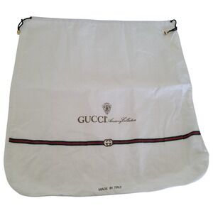 Gucci Accessory Collection Vintage White Cotton Dust Bag Web Stripe Made in Ital
